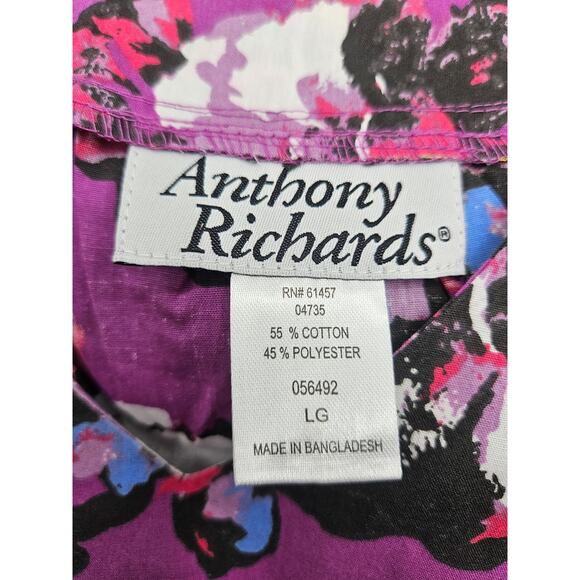 Anthony Richards Purple Floral Mumu Dress Size L New Lightweight Short Sleeve - Picture 11 of 11